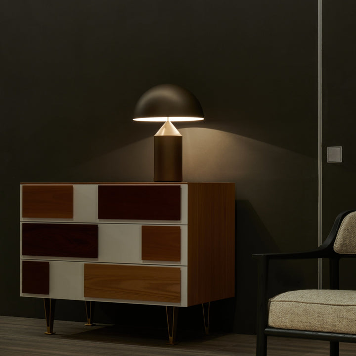 Atollo Metal Table Lamp - Oluce - Table + Task - Satin Bronze - Large - HORNE