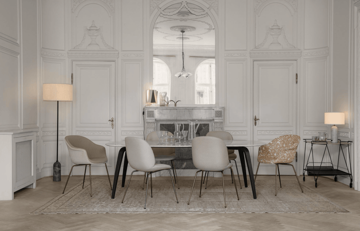 Bat Dining Armchair, Front Upholstered - Antique Brass Base - Gubi - Chairs - Black - Gabriel Tempt - 60152 - HORNE