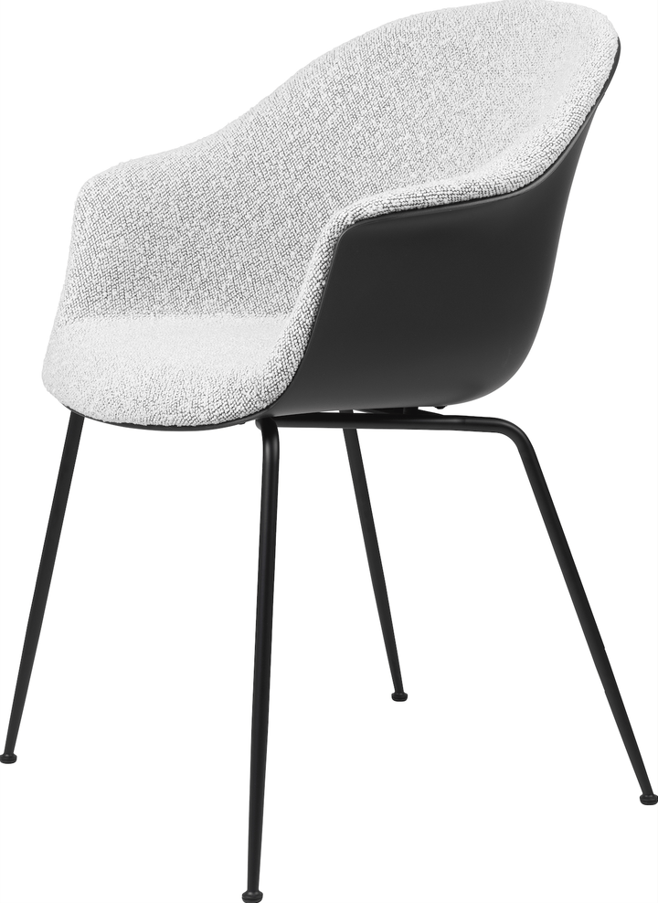 Bat Dining Armchair, Front Upholstered - Black Matte Base - Gubi - Chairs - Black - Gabriel Tempt - 60152 - HORNE