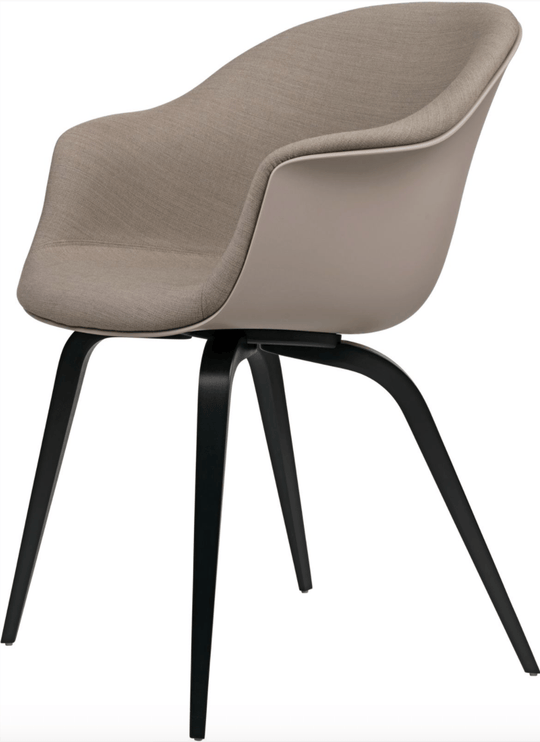 Bat Dining Armchair, Front Upholstered - Black Stained Beech - Gubi - Chairs - Black - Gabriel Tempt - 60152 - HORNE