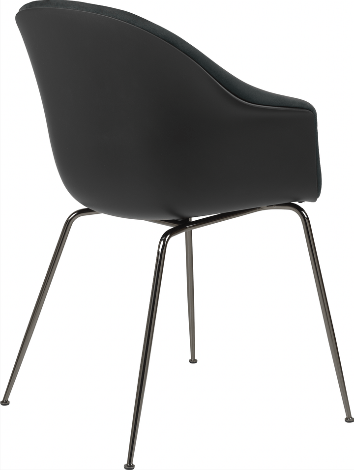 Bat Dining Armchair, Front Upholstered - Chrome Base - Gubi - Chairs - Black - Black Chrome - Canvas 2 - 0674 - HORNE