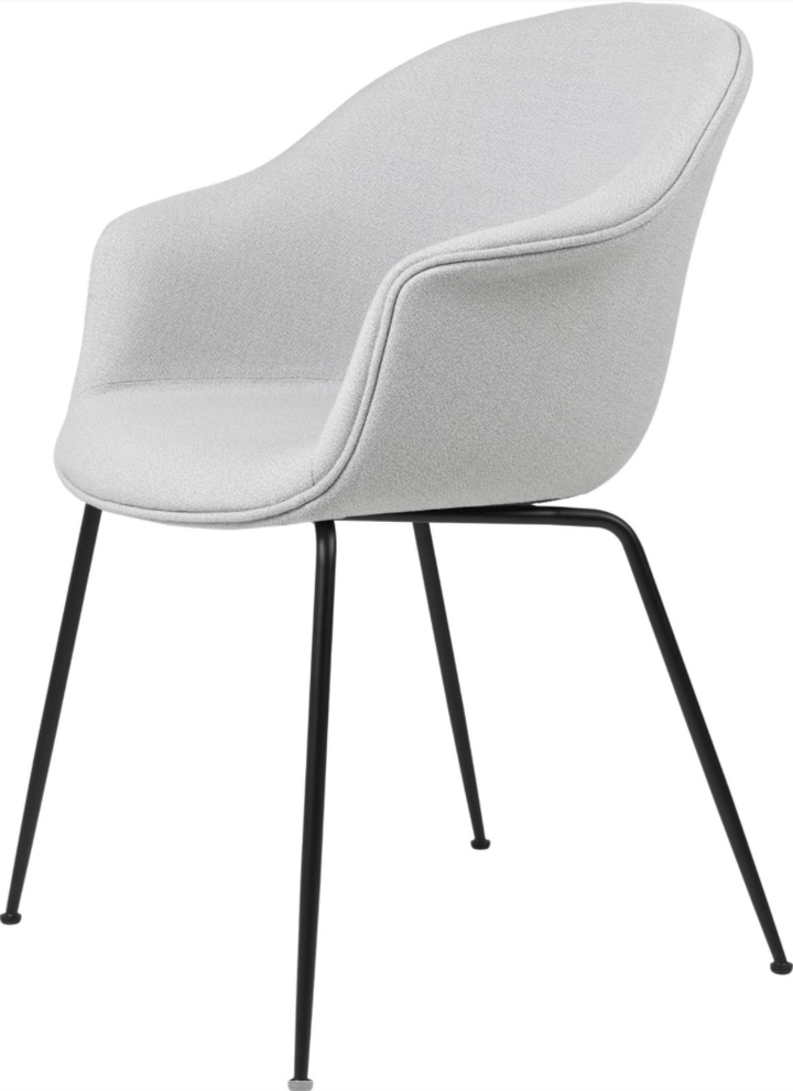 Bat Dining Armchair, Fully Upholstered - Black Matte Base - Gubi - Chairs - Canvas 2 - 0674 - HORNE