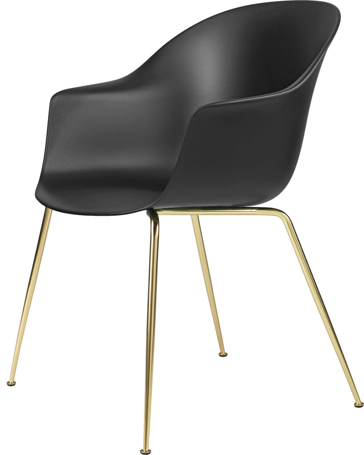 Bat Dining Armchair - Matte Brass Base - Gubi - Chairs - Black - HORNE