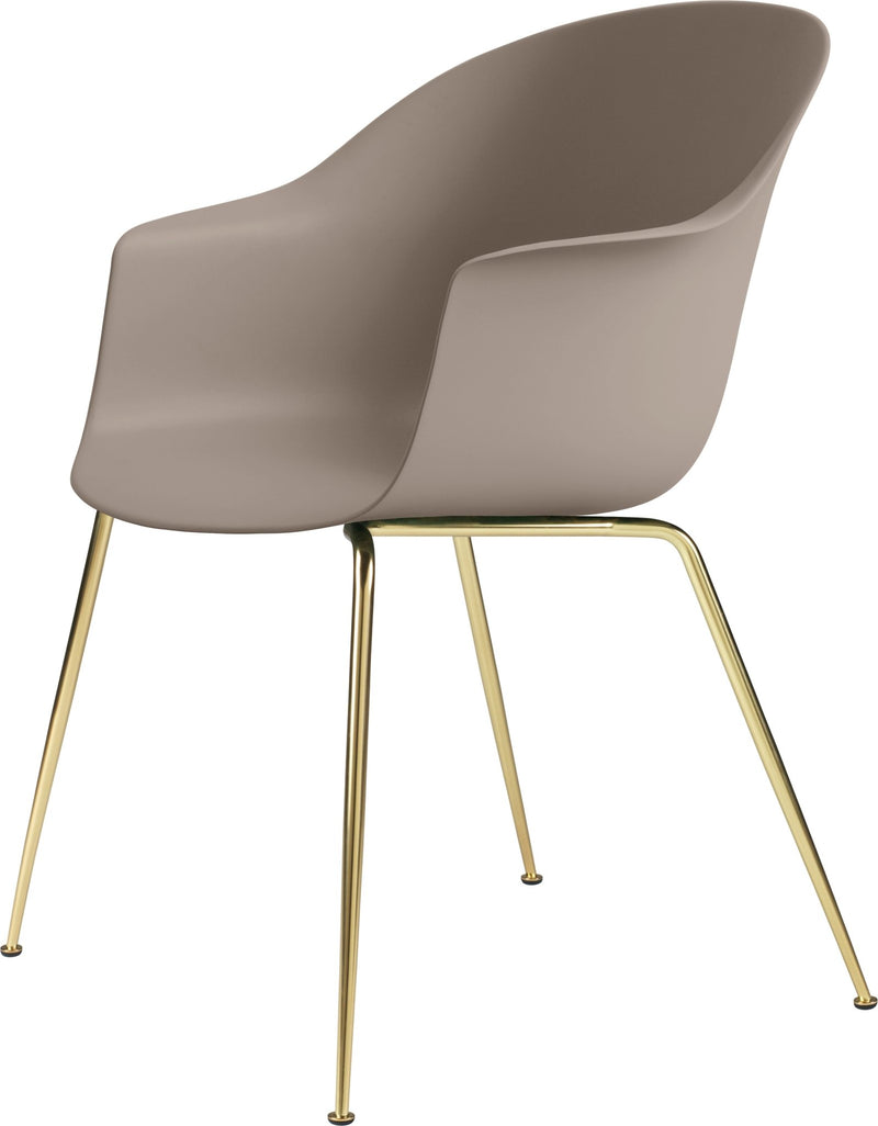 Bat Dining Armchair - Matte Brass Base - Gubi - Chairs - Alabaster White - HORNE