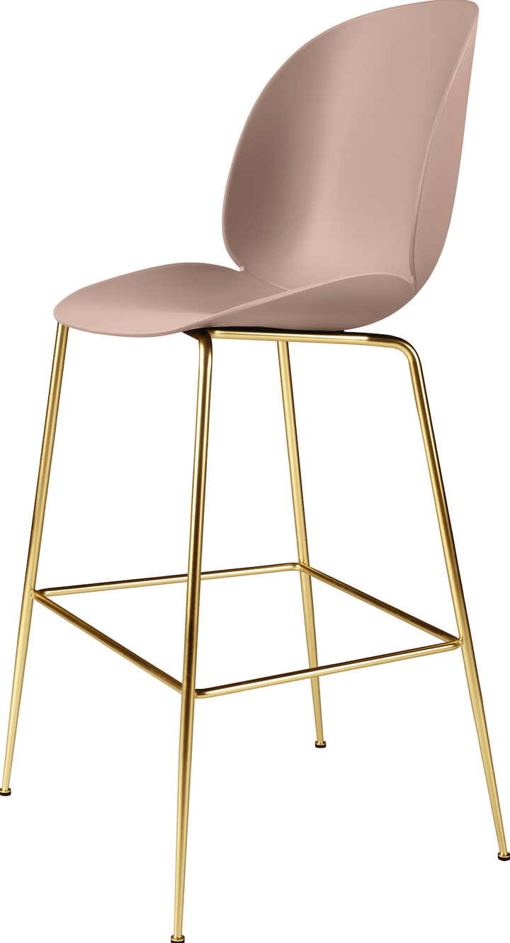 Beetle Bar Chair Un - Upholstered - Gubi - Stools + Benches + Ottomans - Brass Matte - Sweet Pink - HORNE