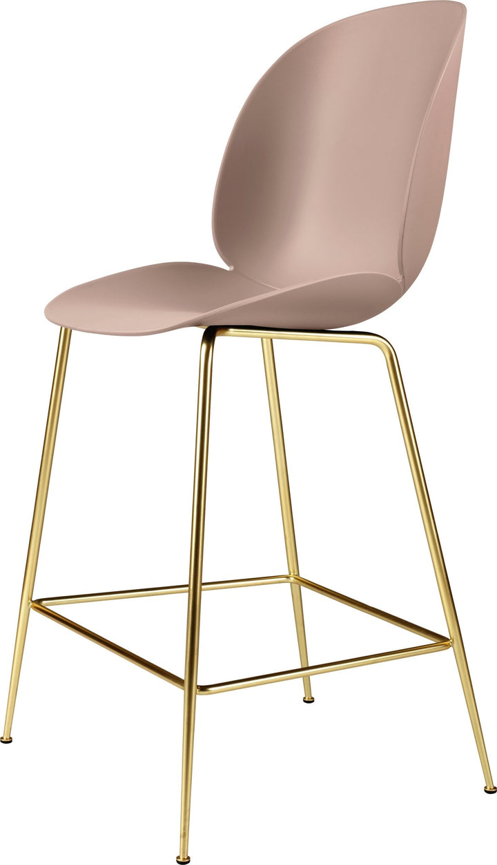 Beetle Counter Chair Un - Upholstered - Matte Brass - Gubi - Stools + Benches + Ottomans - Sweet Pink - HORNE