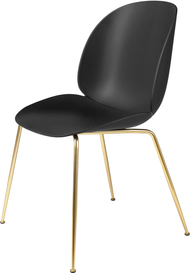 Beetle Dining Chair - Matte Brass Base - Gubi - Chairs - Black - HORNE