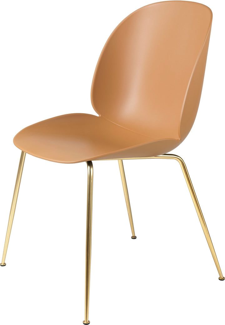 Beetle Dining Chair - Matte Brass Base - Gubi - Chairs - Amber Brown - HORNE