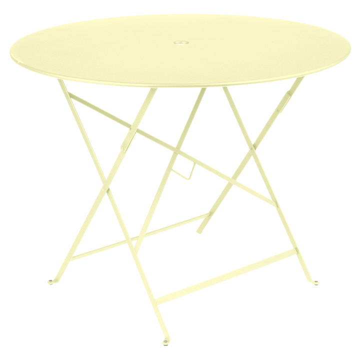 Bistro Round Folding Table - 38" w/Umbrella Hole - Fermob - Outdoor Furniture - Frosted Lemon - HORNE