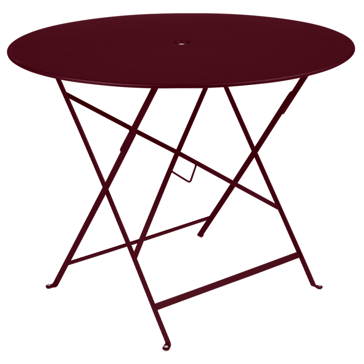 Bistro Round Folding Table - 38" w/Umbrella Hole - Fermob - Outdoor Furniture - Black Cherry - HORNE