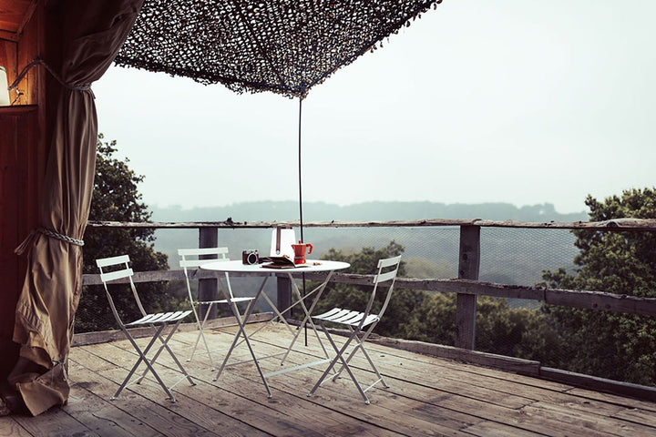 Bistro Round Folding Table - 38" w/Umbrella Hole - Fermob - Outdoor Furniture - Lapilli Grey - HORNE
