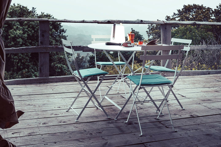 Bistro Round Folding Table - 38" w/Umbrella Hole - Fermob - Outdoor Furniture - Lapilli Grey - HORNE