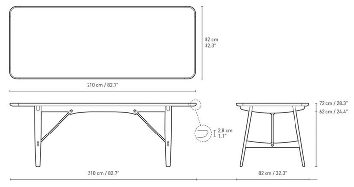 BM1160 Hunting Table - Carl Hansen & Son - Tables + Desks - Oiled Walnut - Stainless Steel - HORNE