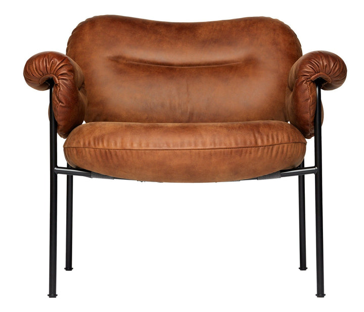 Bollo Armchair - Fogia - Chairs - Vintage - Cognac Leather - White - HORNE