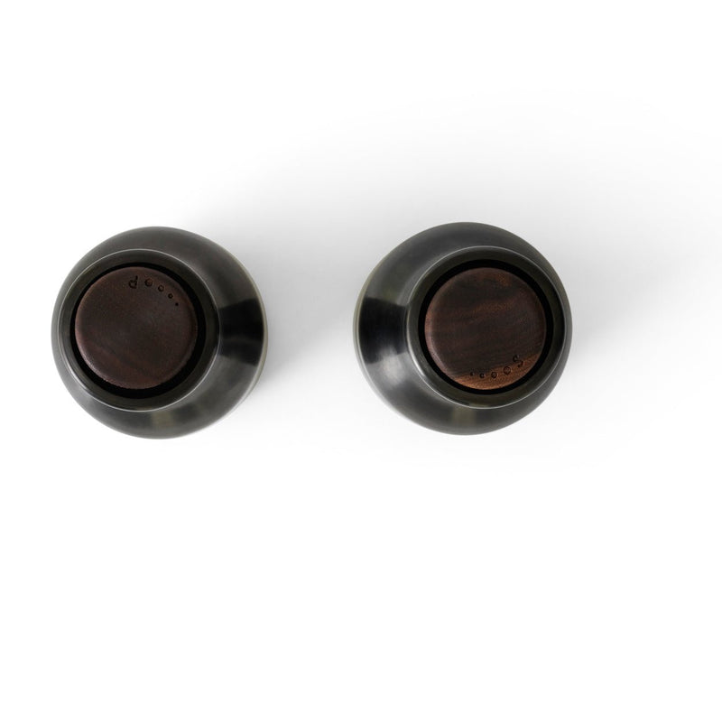 Bottle Grinders - Set of 2 - Audo Copenhagen - Kitchen Tools - Bronzed Brass - Walnut Lid - HORNE