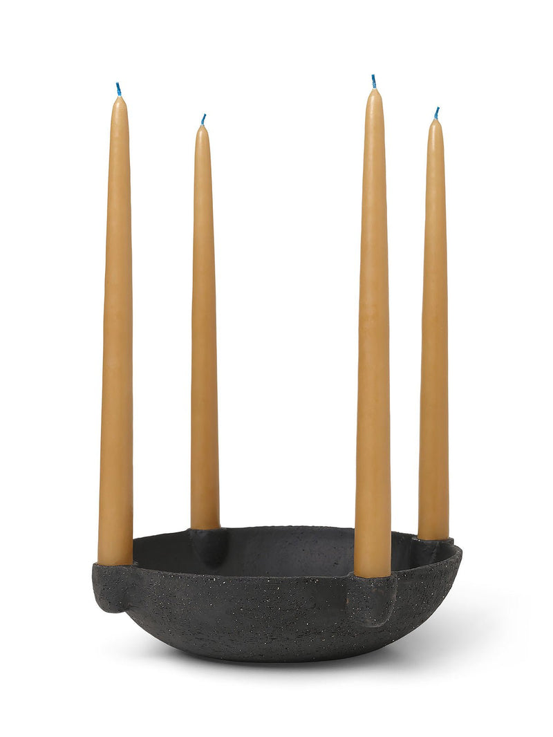 Bowl Candle Holder - Ceramic - Ferm Living - Candle Holders - Light Grey - HORNE