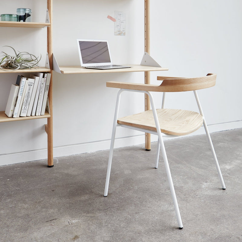 Branch - 3 Shelving Unit with Desk - Gus* Modern - Shelving - Blonde Frame/White Brackets - HORNE