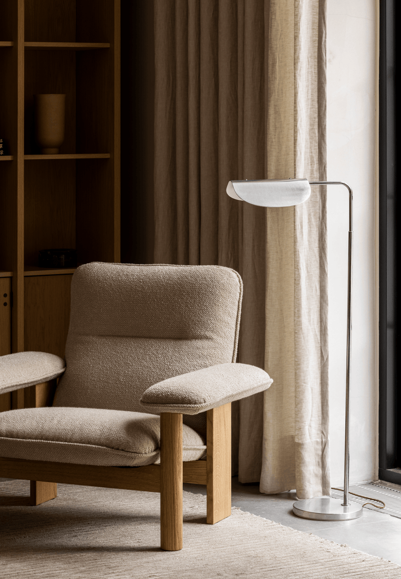 Brasilia Lounge Chair & Ottoman - Upholstered - Audo Copenhagen Chairs - Chair Only - Boucle 02 Fabric - Natural Oak - HORNE