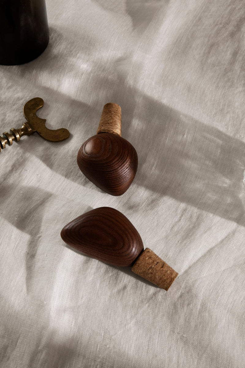 Cairn Wine Stoppers - Set of 2 - Ferm Living - Wine + Champagne Glasses - Ash - HORNE