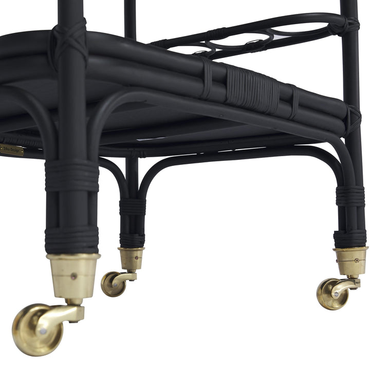 Carlo Rattan Bar Cart - Sika Design - Tables + Desks - Black - HORNE