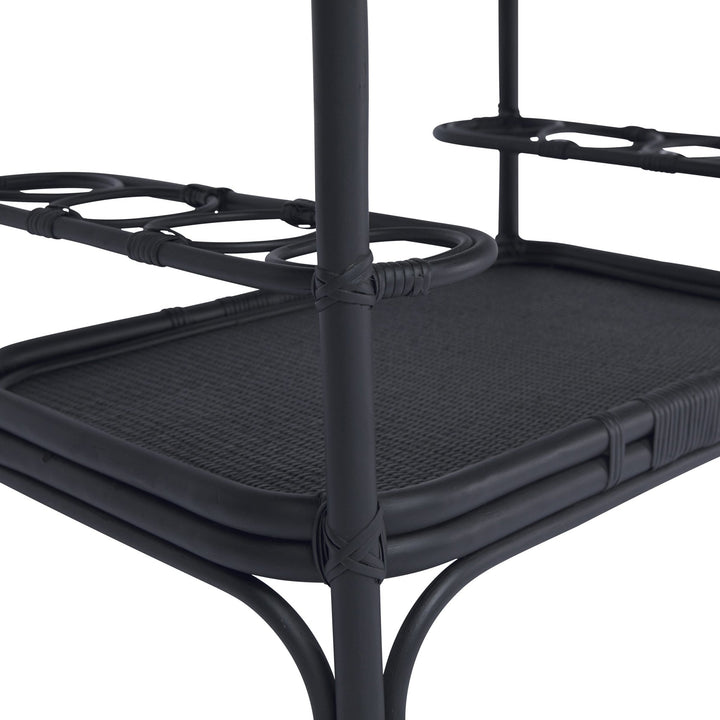 Carlo Rattan Bar Cart - Sika Design - Tables + Desks - Black - HORNE