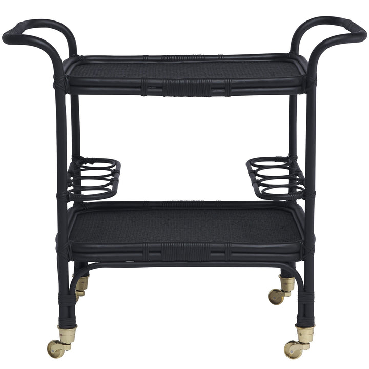 Carlo Rattan Bar Cart - Sika Design - Tables + Desks - Black - HORNE