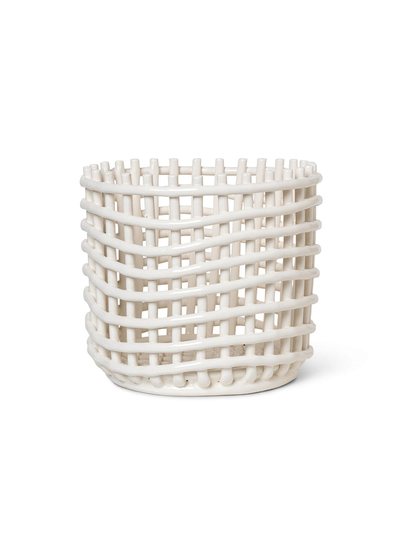 Ceramic Basket - Ferm Living - Storage + Organization - Small - Blue - HORNE