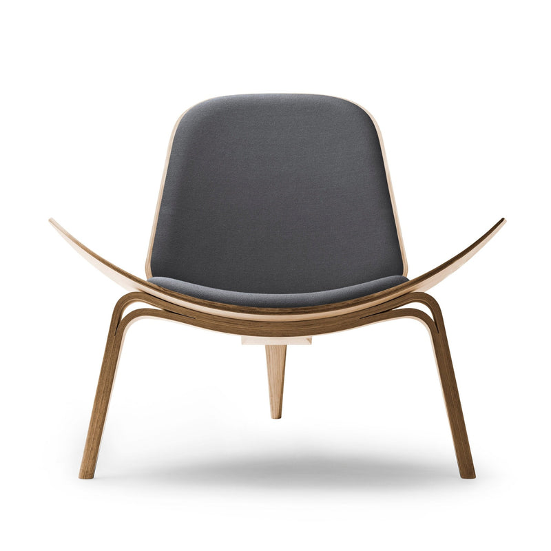 Retro wood and leather shell chair