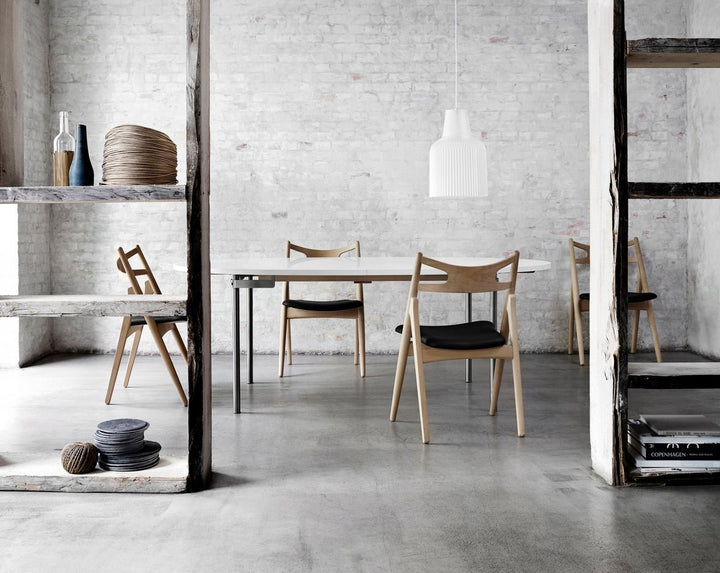 CH29P Sawbuck Chair - Carl Hansen & Son - Chairs - Black Oak/Thor 307 Leather - HORNE