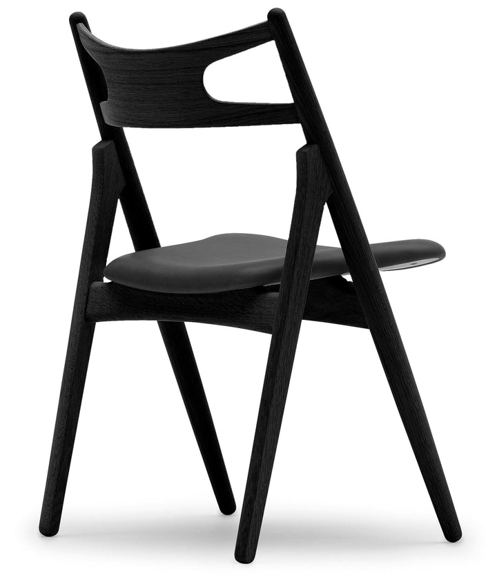 CH29P Sawbuck Chair - Carl Hansen & Son - Chairs - Black Oak/Thor 301 Leather - HORNE