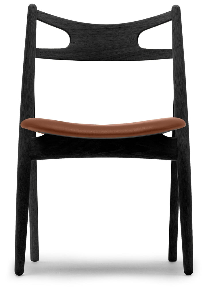 CH29P Sawbuck Chair - Carl Hansen & Son - Chairs - Black Oak/Thor 307 Leather - HORNE
