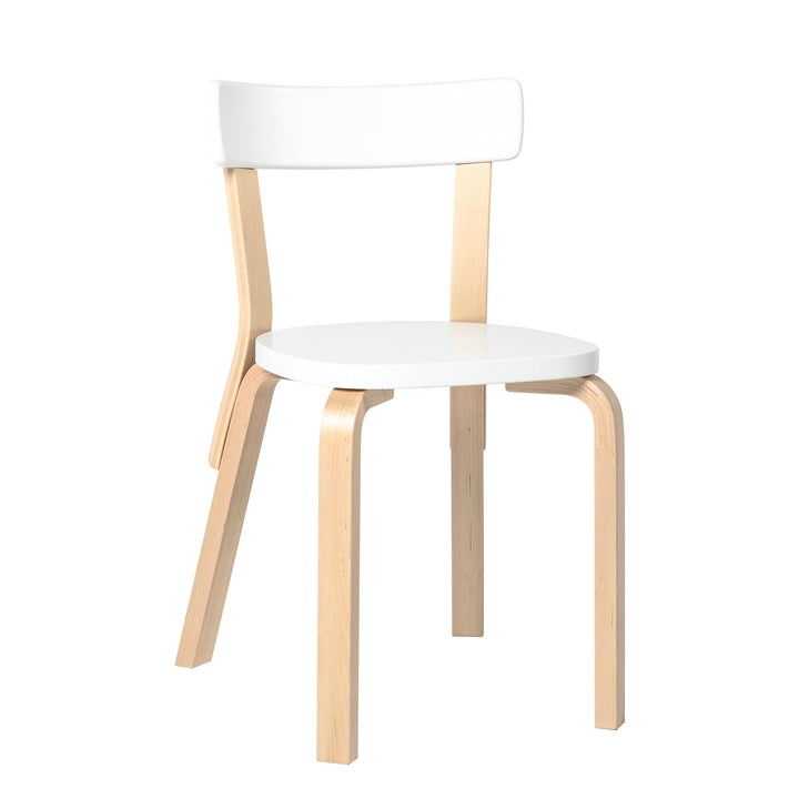 Chair 69 by Alvar Aalto - Artek - Chairs - Natural Lacquered Legs & White Seat - HORNE