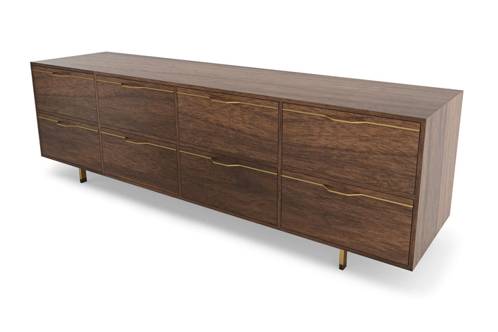Chapman Long Dresser Credenza - Walnut - Tronk - Dressers - Brassy Gold - HORNE