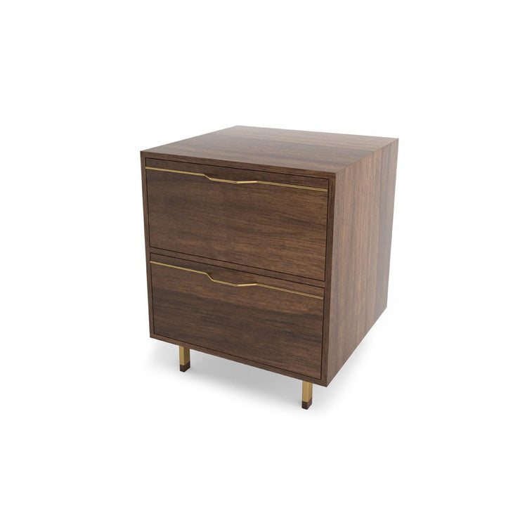 Chapman Single Unit Storage Nightstand - Walnut - Tronk - Bedside Tables - Brassy Gold - HORNE