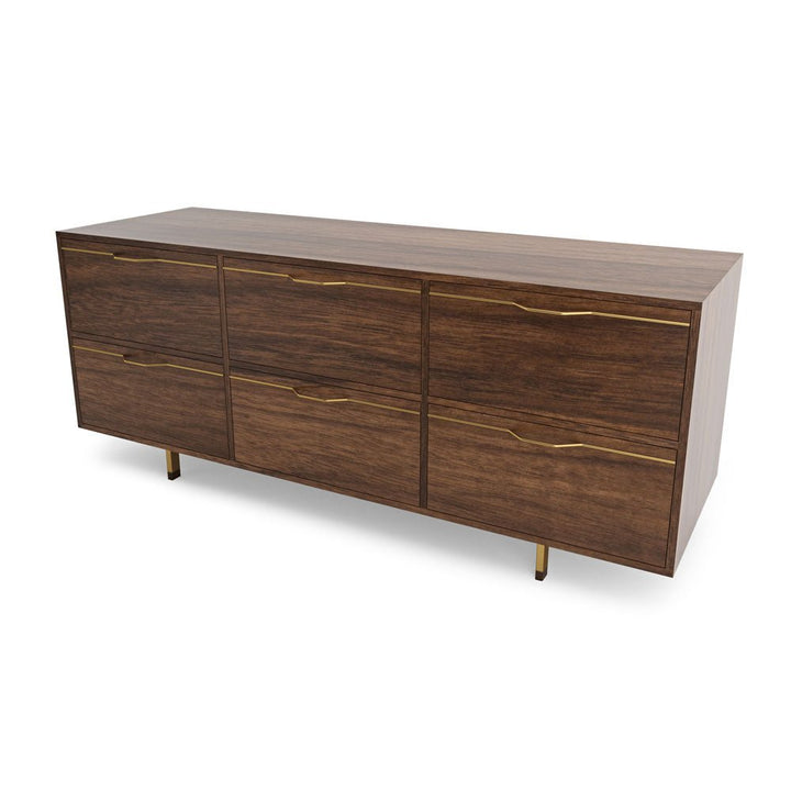 Chapman Storage Dresser Credenza - Walnut - Tronk - Dressers - Brassy Gold - HORNE