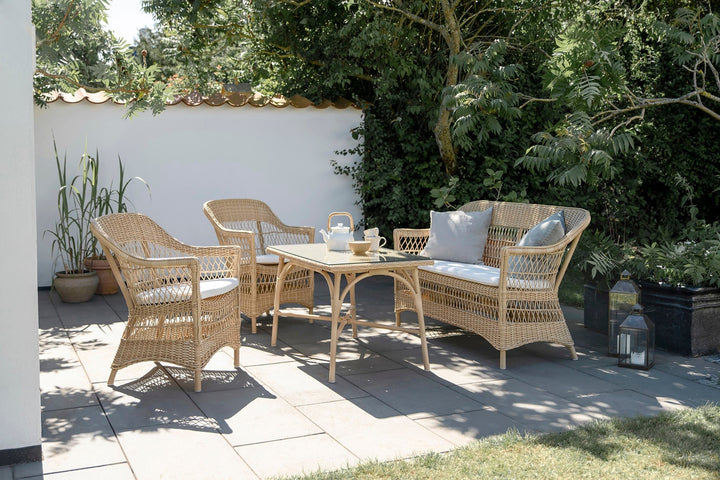 Charlot 2 - Seater Sofa - Exterior - Sika Design - Outdoor Furniture - Natural - Tempotest Canvas White - HORNE