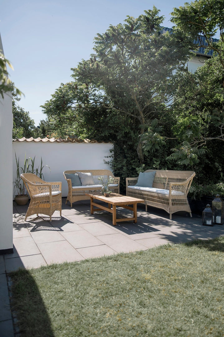 Charlot 2 - Seater Sofa - Exterior - Sika Design - Outdoor Furniture - Natural - Tempotest Canvas White - HORNE