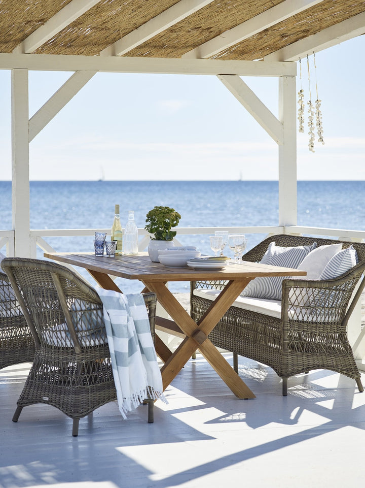 Charlot 3 - Seater Sofa - Exterior - Sika Design - Outdoor Furniture - Natural - Tempotest Canvas White - HORNE