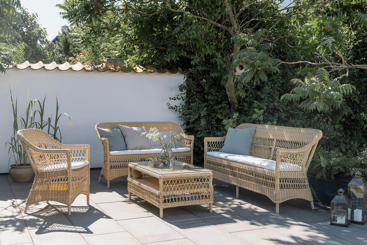 Charlot 3 - Seater Sofa - Exterior - Sika Design - Outdoor Furniture - Natural - Tempotest Canvas White - HORNE
