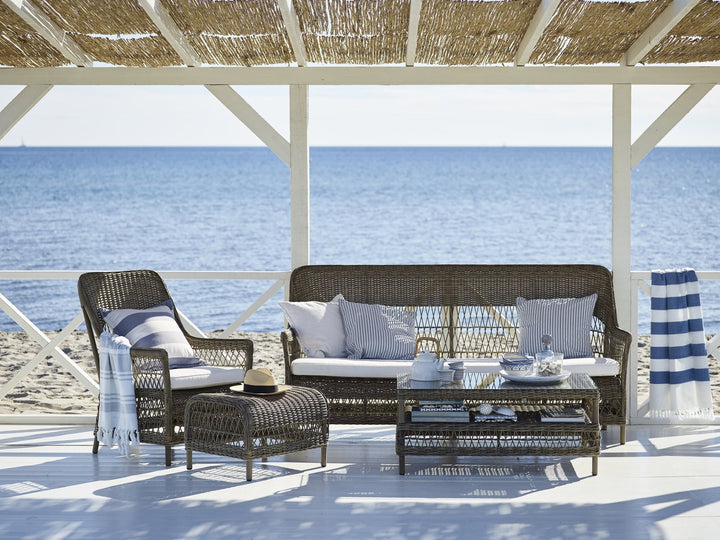 Charlot 3 - Seater Sofa - Exterior - Sika Design - Outdoor Furniture - Natural - Tempotest Canvas White - HORNE