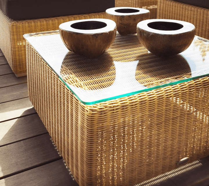 Chester Footstool/Coffee Table - Cane Line - Outdoor Furniture - Graphite - Taupe Natté Cushion - HORNE