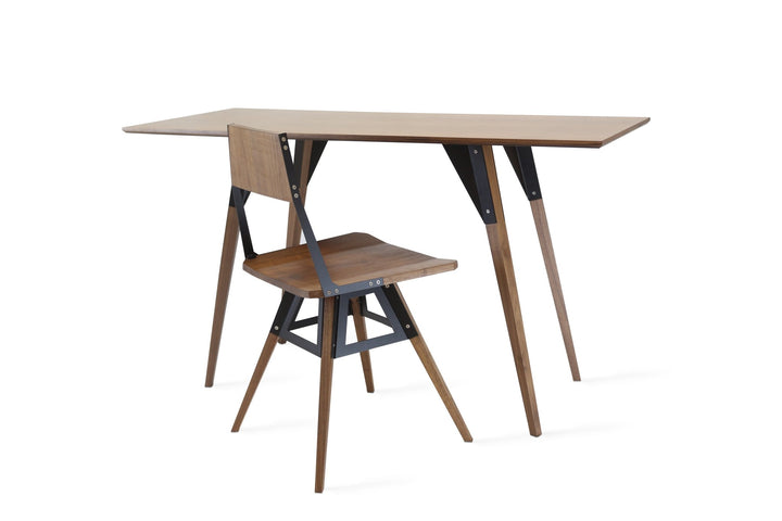 Clarke No Drawer Thin Rectangle Desk - Walnut - Tronk - Tables + Desks - White - HORNE
