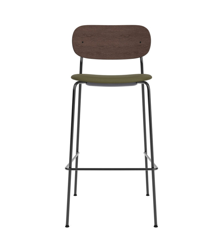 Co Bar Chair - Upholstered Seat - Audo Copenhagen - Chairs - Black Frame/ Dark Stained Oak/ Sierra Leather 0441 (Army) - HORNE