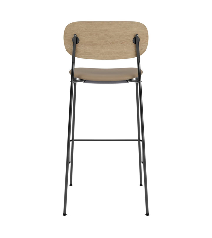 Co Bar Chair - Upholstered Seat - Audo Copenhagen - Chairs - Black Frame/ Natural Oak/ Sierra Leather 1611 (Stone) - HORNE