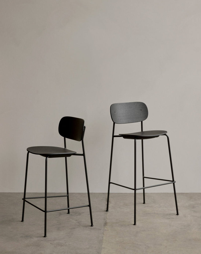Co Bar Chair - Upholstered Seat - Audo Copenhagen - Chairs - Black Frame/ Natural Oak Back/ Audo Boucle 02 (Beige) - HORNE