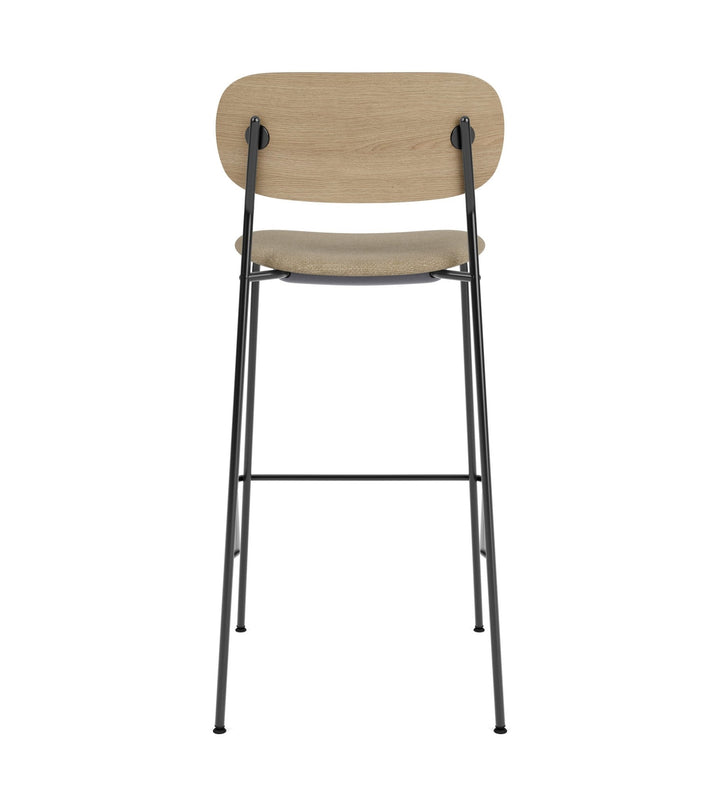 Co Bar Chair - Upholstered Seat - Audo Copenhagen - Chairs - Black Frame/ Natural Oak Back/ Audo Boucle 02 (Beige) - HORNE