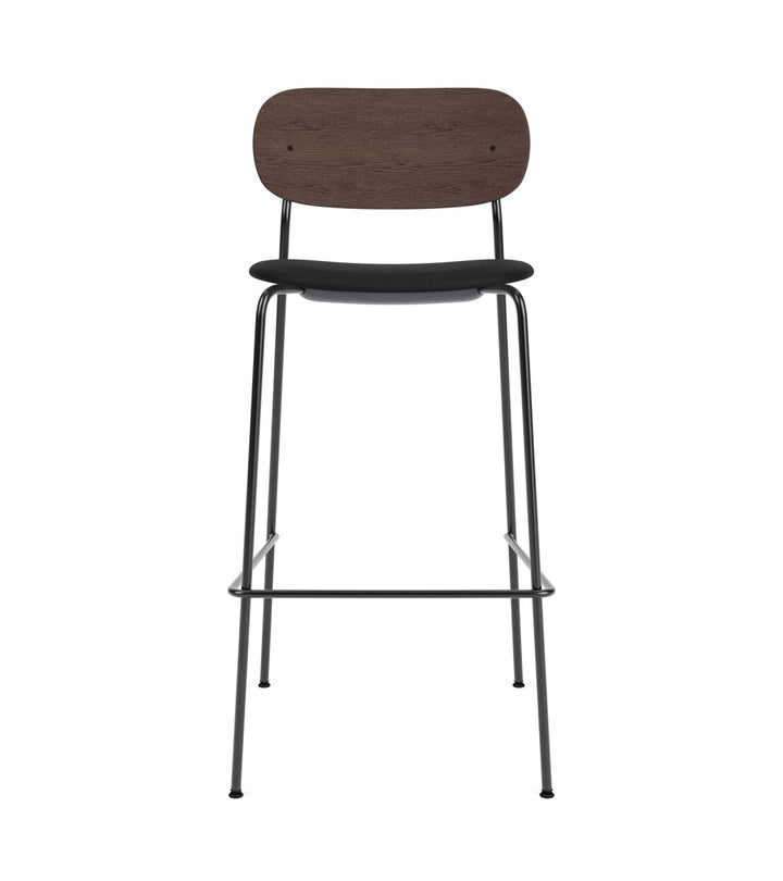 Co Bar Chair - Upholstered Seat - Audo Copenhagen - Chairs - Black Frame/ Dark Stained Oak/ Sierra Leather 1001 (Black) - HORNE