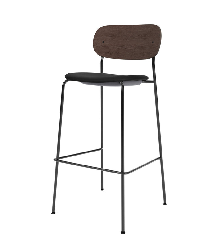 Co Bar Chair - Upholstered Seat - Audo Copenhagen - Chairs - Black Frame/ Dark Stained Oak/ Sierra Leather 1001 (Black) - HORNE