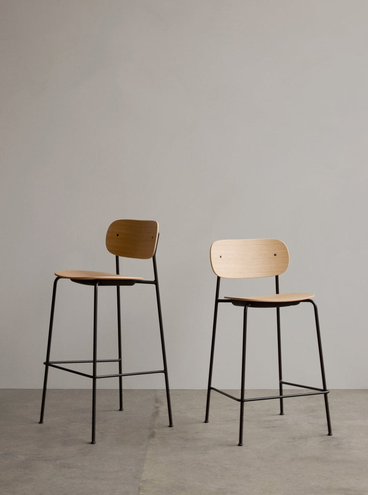 Co Bar Chair - Upholstered Seat - Audo Copenhagen - Chairs - Black Frame/ Dark Stained Oak/ Sierra Leather 1001 (Black) - HORNE