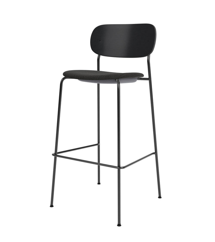Co Bar Chair - Upholstered Seat - Audo Copenhagen - Chairs - Black Frame/ Black Oak/ Re - wool 0198 (Black) - HORNE